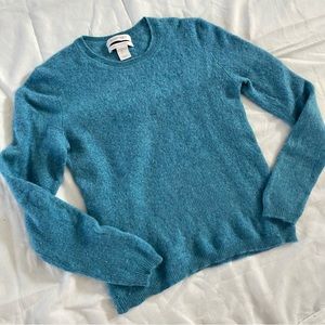 100% cashmere baby blue long sleeve knitted sweater
